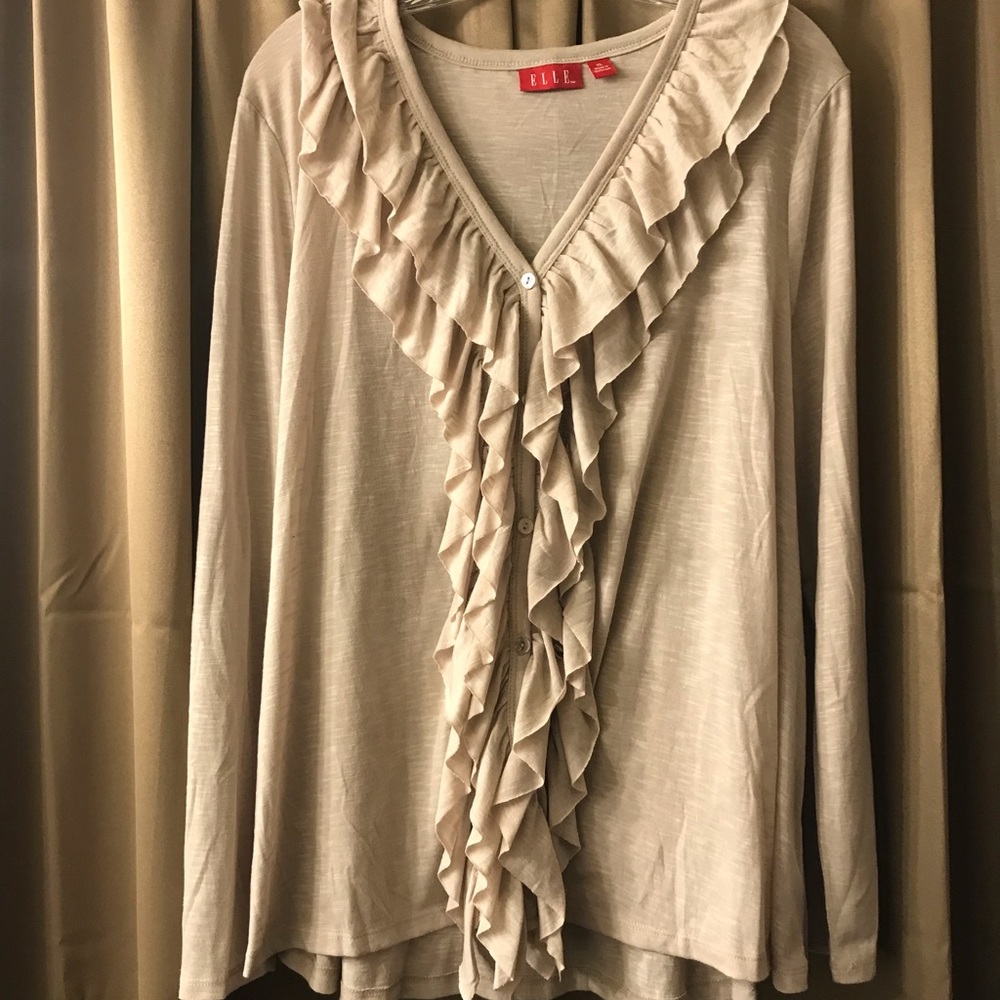 women’s long sleeve shirt button down with ruffles